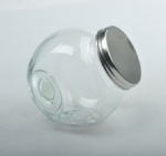 Glass jar with 2bottom with metal lid