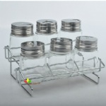 Glass spice jar with corkscrew spin lid