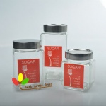 Square glass jar with decal set3
