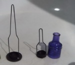 Glass candleholder  metal handle