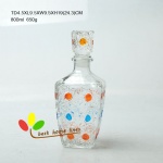 Glass wine bottle 1L with hand painted